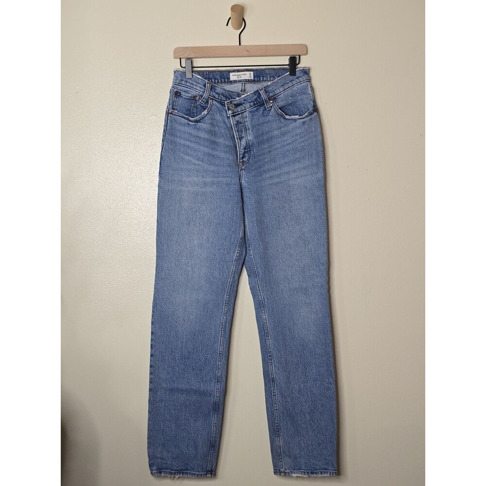Abercrombie The Dad High Rise Jeans Womens 27 4R Criss Cross Waist Light Wash